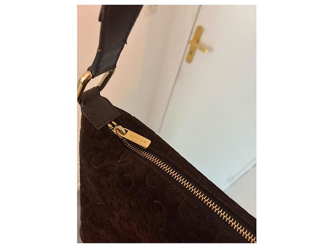 CÉLINE Borsa Hobo C Macadam Camoscio Marrone - vista 16