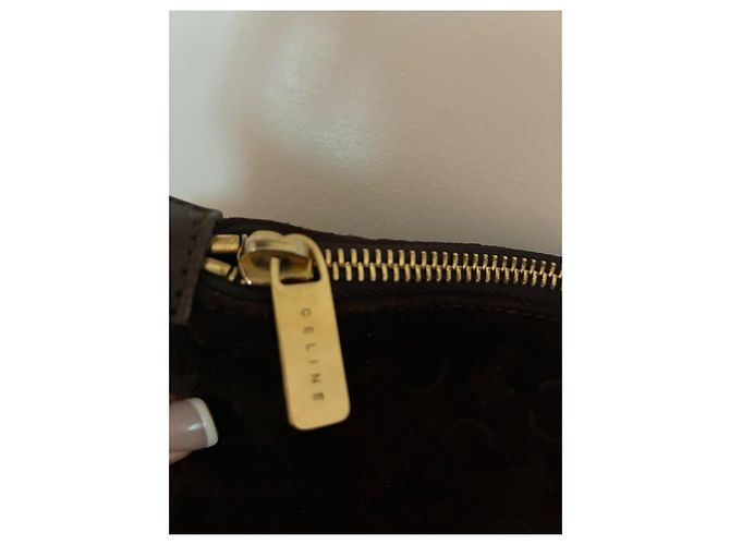 CÉLINE Borsa Hobo C Macadam Camoscio Marrone - vista 2