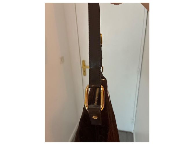 CÉLINE Borsa Hobo C Macadam Camoscio Marrone - vista 8