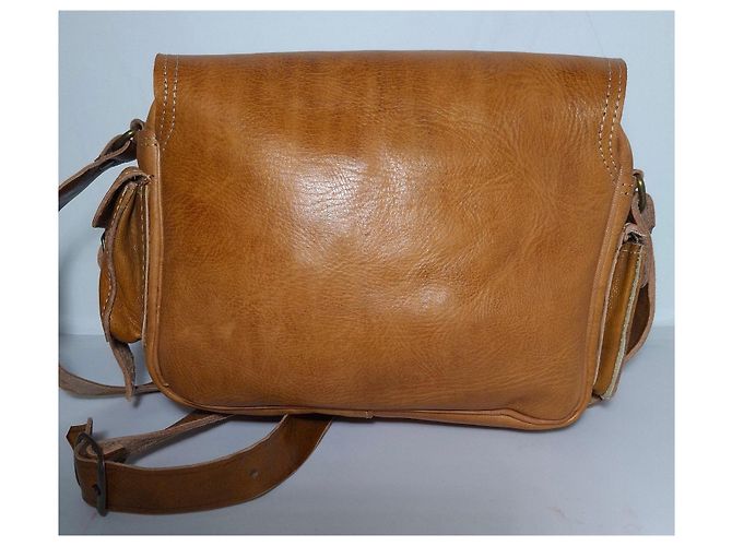 Autre Marque Borsa a tracolla in pelle marrone con tasche - vista 3