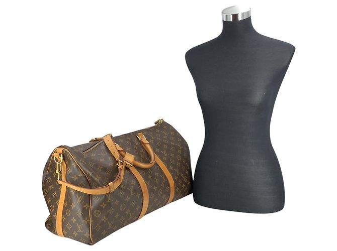 Louis Vuitton Borsa da viaggio Keepall Bandouliere 50 in canvas Monogram marrone - vista 2