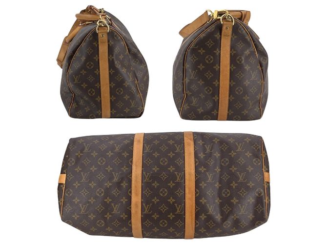 Louis Vuitton Borsa da viaggio Keepall Bandouliere 50 in canvas Monogram marrone - vista 4