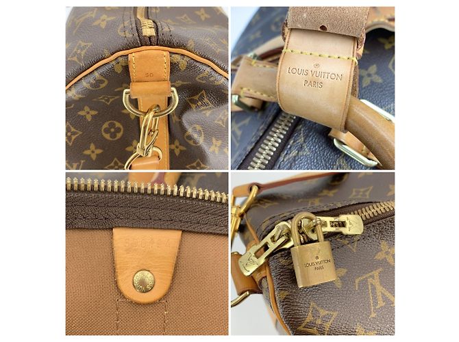 Louis Vuitton Borsa da viaggio Keepall Bandouliere 50 in canvas Monogram marrone - vista 6