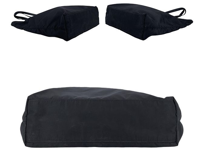 Prada Black Nylon Tote Shopper Bag mit Lederbesatz und silberner Hardware - Ansicht 4
