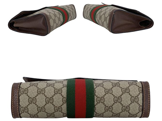Gucci Borsa a pochette Vintage Brown Canvas Ophidia Web Stripe Parfums 20 - vista 4