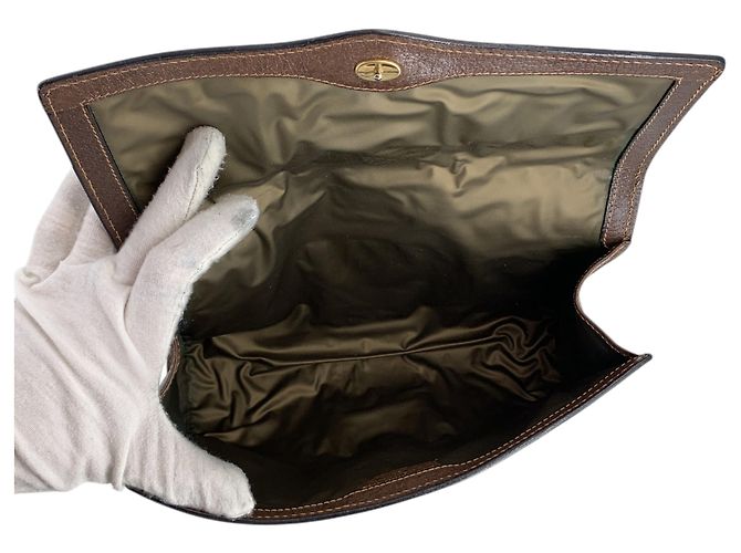 Gucci Borsa a pochette Vintage Brown Canvas Ophidia Web Stripe Parfums 20 - vista 5