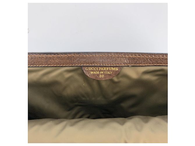 Gucci Borsa a pochette Vintage Brown Canvas Ophidia Web Stripe Parfums 20 - vista 6