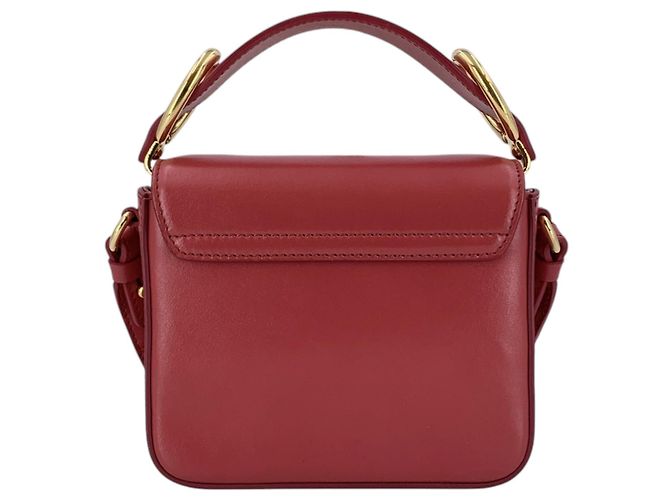 Chloé Mini mala crossbody de pega C em pele e camurça Raspberry Pink - vista 3