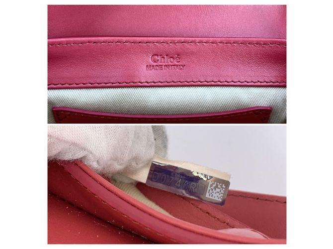 Chloé Mini mala crossbody de pega C em pele e camurça Raspberry Pink - vista 6