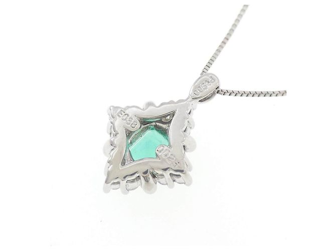 Autre Marque Platin-Diamant-Smaragd-Halskette - Ansicht 4