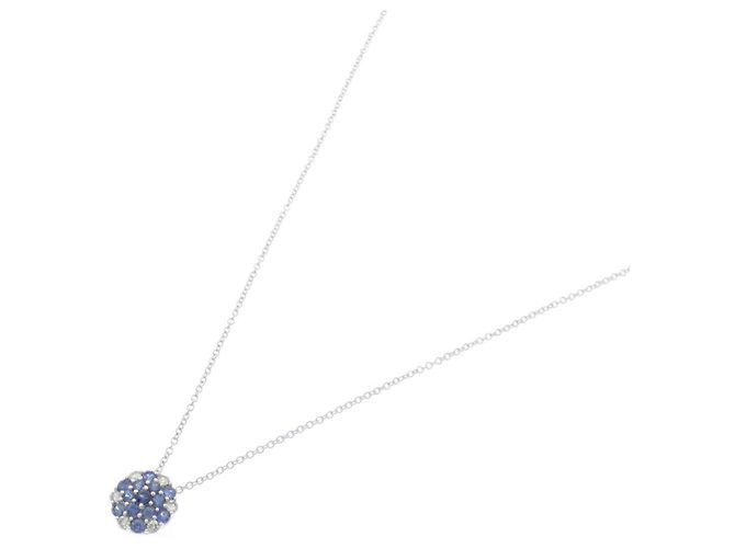Autre Marque Collana in oro bianco Au750 zaffiro e diamante - vista 2