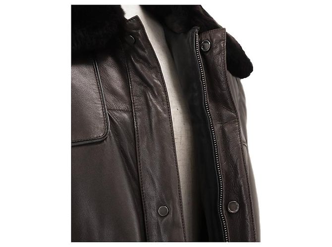 Autre Marque Abrigo de plumón de nubuck de piel Nutria Brioni - vista 13