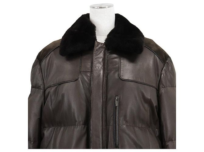 Autre Marque Abrigo de plumón de nubuck de piel Nutria Brioni - vista 2