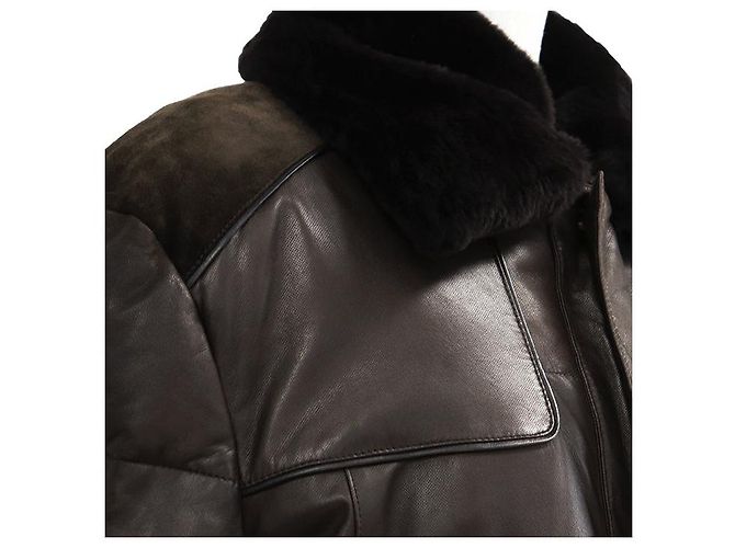 Autre Marque Abrigo de plumón de nubuck de piel Nutria Brioni - vista 3