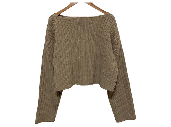 Autre Marque EVERYDAY I LIKE. Pullover cropped em malha canelada larga de mistura de lã - vista 3