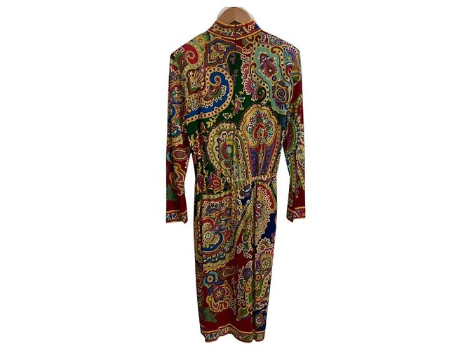 Leonard Kleid mit Paisley-Print, Stehkragen und Gürtel - Ansicht 3