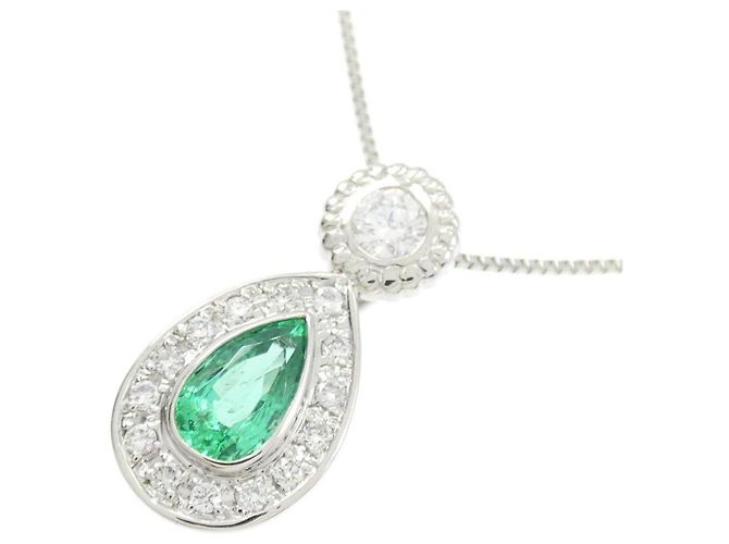 Autre Marque Collana in Platino PT900 PT850 Smeraldo e Diamante - vista 3