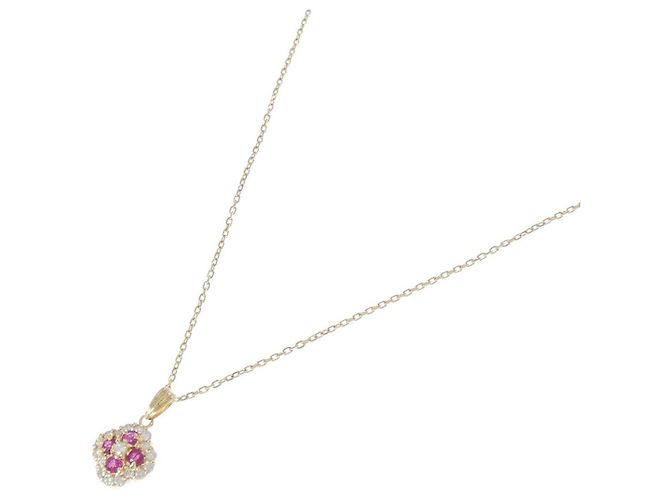 Autre Marque Colar Au750 Flor Rubi e Diamante - vista 2