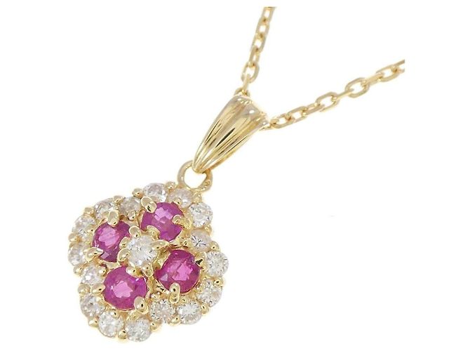 Autre Marque Colar Au750 Flor Rubi e Diamante - vista 3