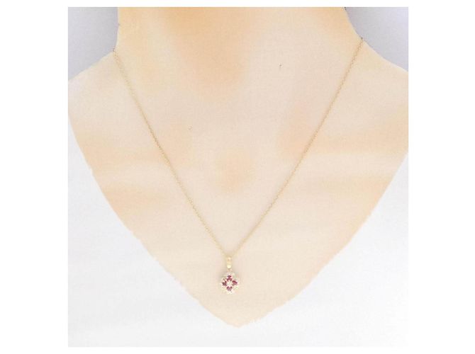Autre Marque Colar Au750 Flor Rubi e Diamante - vista 6