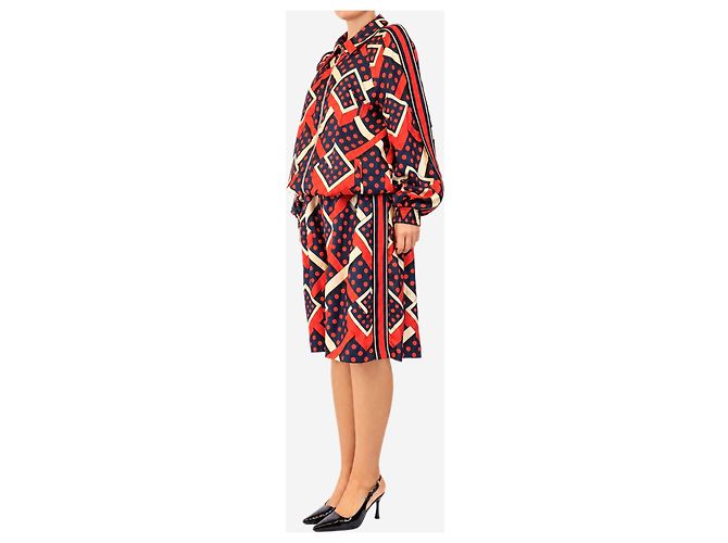 Gucci Set giacca e gonna in seta con stampa geometrica e a pois - taglia M - vista 3