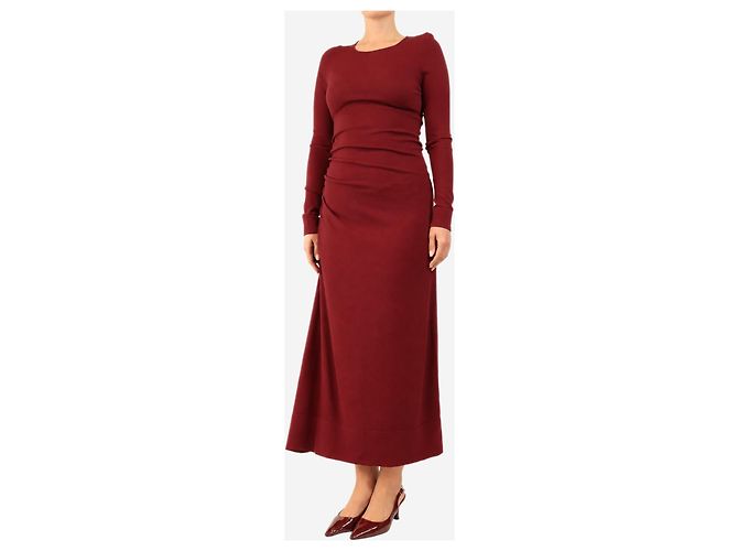 Altuzarra Robe midi froncée Robb bordeaux - taille M - vue 3
