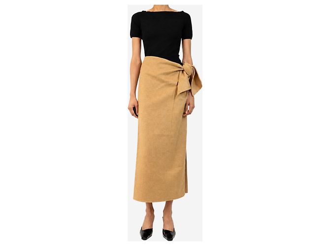 Max Mara Camel-Midirock mit Bindevorderseite - size UK 6 - Ansicht 2