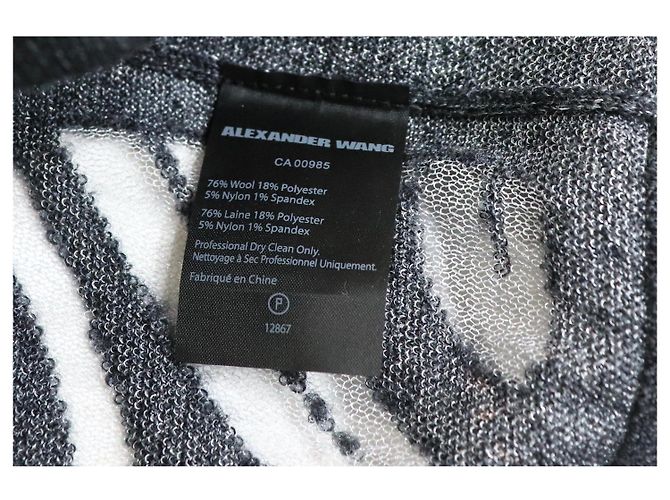 Alexander Wang Pull en maille transparente jacquard gris - size XS - vue 4