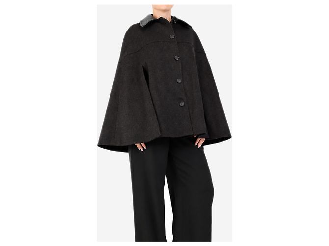 Autre Marque Mantella in lana marrone scuro - size M - vista 3