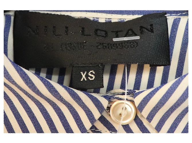 Nili Lotan Camisa de seda a rayas azules y blancas - size XS - vista 3