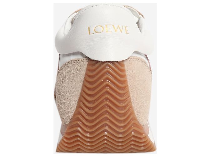 Loewe Baskets Flow Runner en nylon et daim blanc et beige - taille EU 37 - vue 3