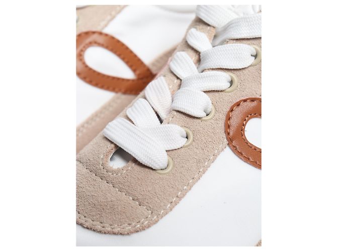 Loewe Baskets Flow Runner en nylon et daim blanc et beige - taille EU 37 - vue 5