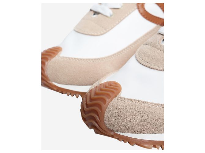 Loewe Baskets Flow Runner en nylon et daim blanc et beige - taille EU 37 - vue 6