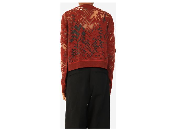 Alexander Wang Kurzer Strickpullover aus transparentem Jacquard in Rot und Schwarz - size S - Ansicht 2
