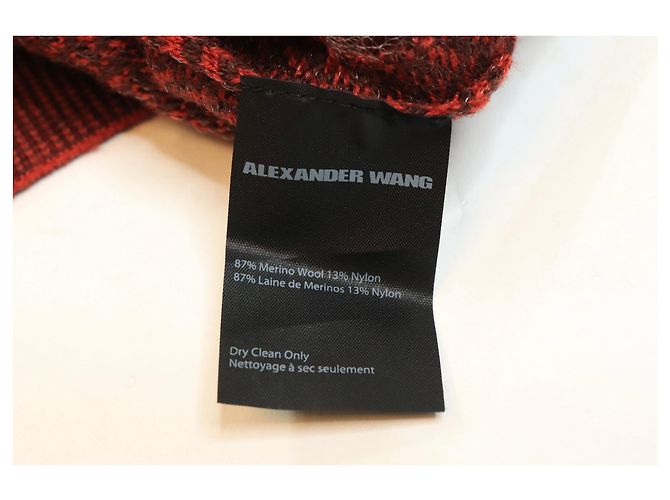 Alexander Wang Kurzer Strickpullover aus transparentem Jacquard in Rot und Schwarz - size S - Ansicht 3