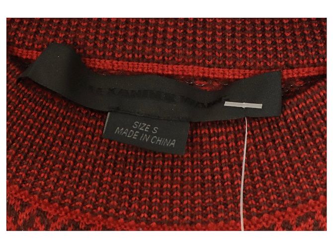 Alexander Wang Kurzer Strickpullover aus transparentem Jacquard in Rot und Schwarz - size S - Ansicht 4