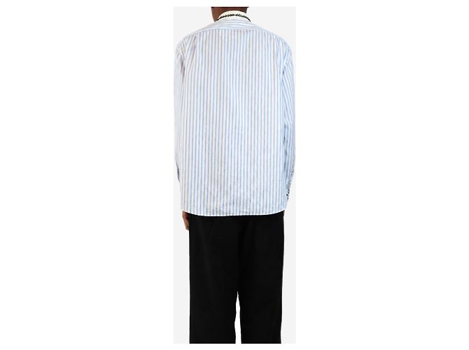 Gucci Camicia a righe blu e bianche con colletto ricamato - size UK 8 - vista 2