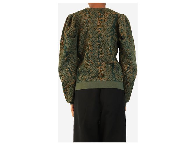 Ulla Johnson Gemma Puff-Sleeve-Jumper aus Python-Jacquard in Grün - Größe S - Ansicht 2
