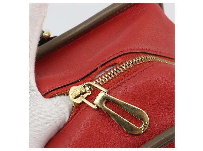 LOEWE Amazona 36 Handtasche Leder Rot Gold - Ansicht 10