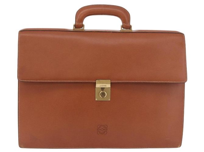 LOEWE Pasta de couro castanho dourado - vista 13