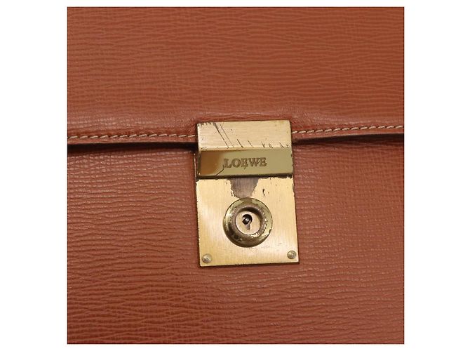 LOEWE Pasta de couro castanho dourado - vista 18
