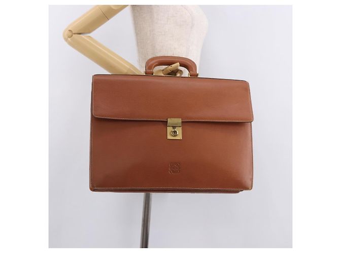 LOEWE Pasta de couro castanho dourado - vista 27