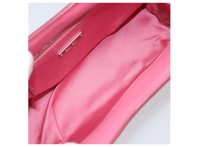 Miu Miu Sac à épaule à chaîne Cuir verni Rose Argent - vue 11
