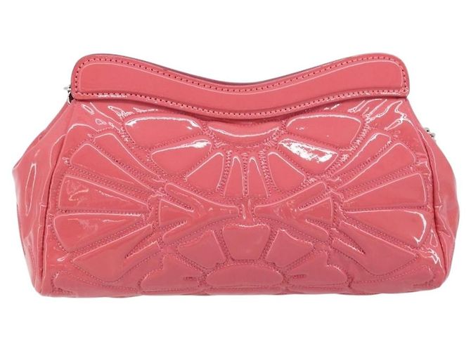 Miu Miu Sac à épaule à chaîne Cuir verni Rose Argent - vue 13
