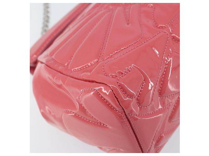 Miu Miu Sac à épaule à chaîne Cuir verni Rose Argent - vue 14