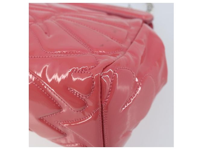 Miu Miu Sac à épaule à chaîne Cuir verni Rose Argent - vue 15