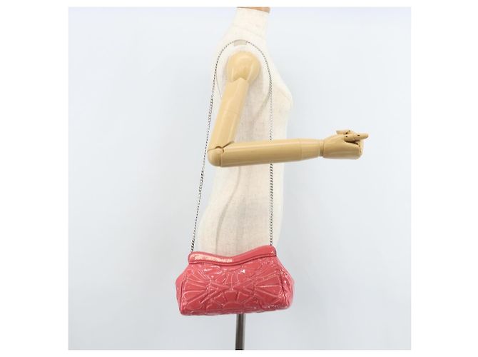 Miu Miu Sac à épaule à chaîne Cuir verni Rose Argent - vue 23