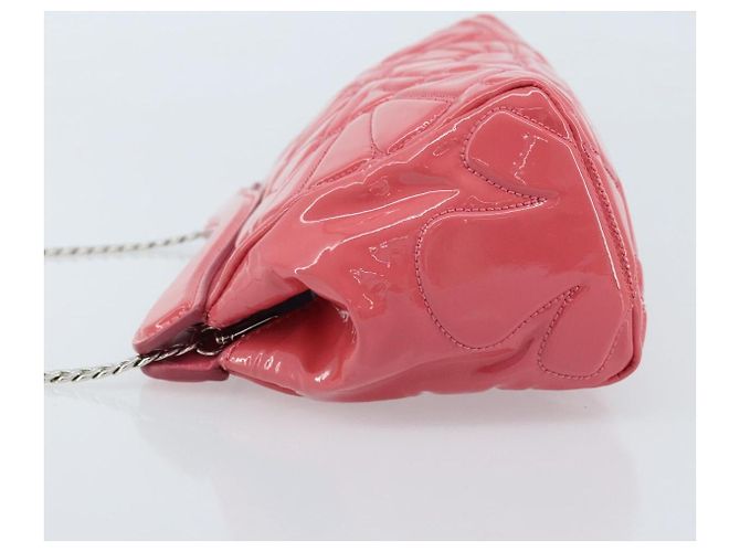 Miu Miu Sac à épaule à chaîne Cuir verni Rose Argent - vue 4