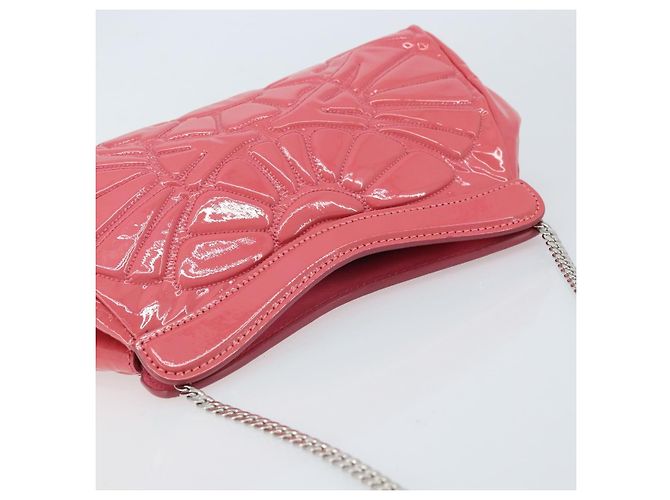 Miu Miu Sac à épaule à chaîne Cuir verni Rose Argent - vue 6