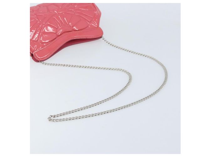 Miu Miu Sac à épaule à chaîne Cuir verni Rose Argent - vue 7